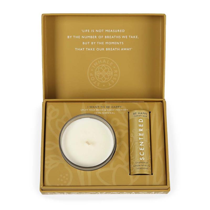 Aromatherapy Balm and Candle Gift Set - Happy